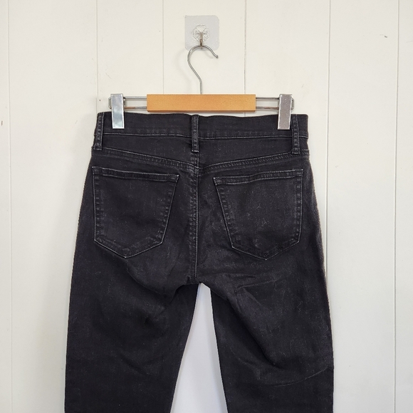 Gap Black Straight Leg Mid Rise Stretchy Jeans Cropped Crops Frayed Raw Hem 90s - Picture 6 of 14